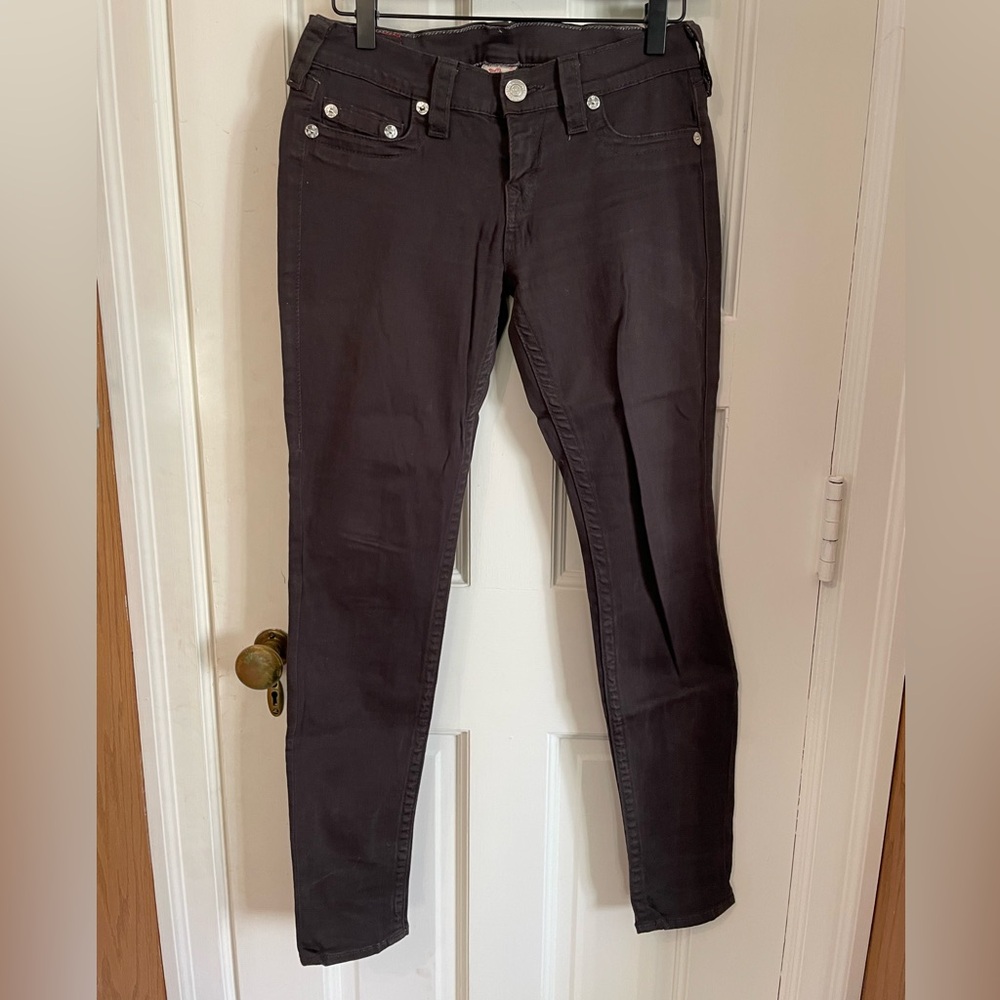 True Religion Dark Grey Skinny Jean. Size 27. Made in the USA